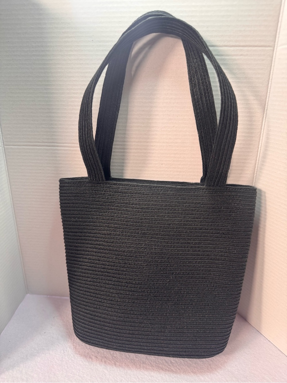 NWOT Crazy Horse Liz Claiborne Black Woven Mini Tote Handbag Purse